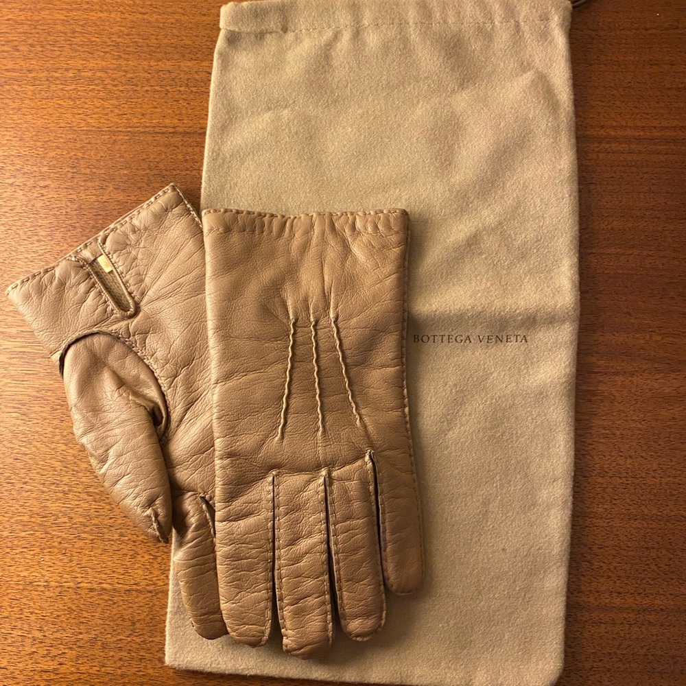 Men’s Bottega Veneta Leather Cashmere Lined Gloves